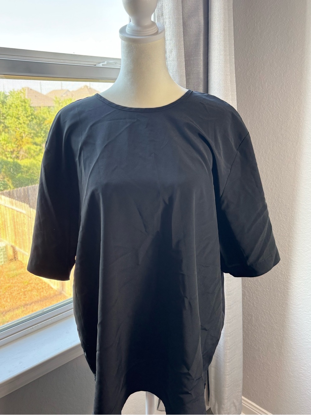 Karen Scott Black Short-Sleeve Crewneck Top